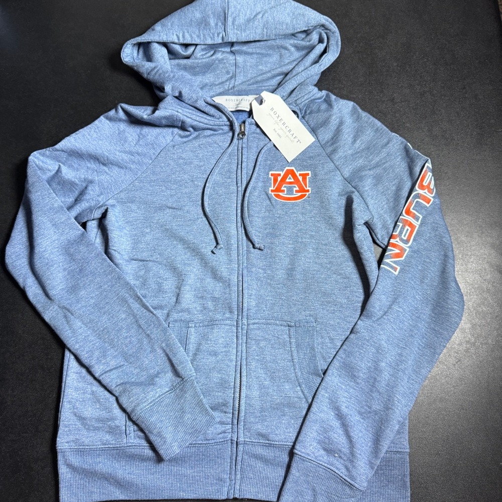 Boxercraft Auburn Tigers Hoodie Women Small Blue Heather Full Zip Graphic